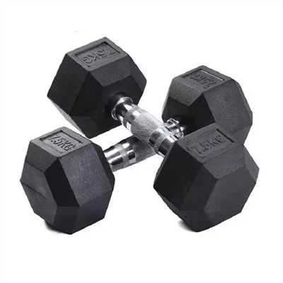 Straight-handled hexagonal dumbbell